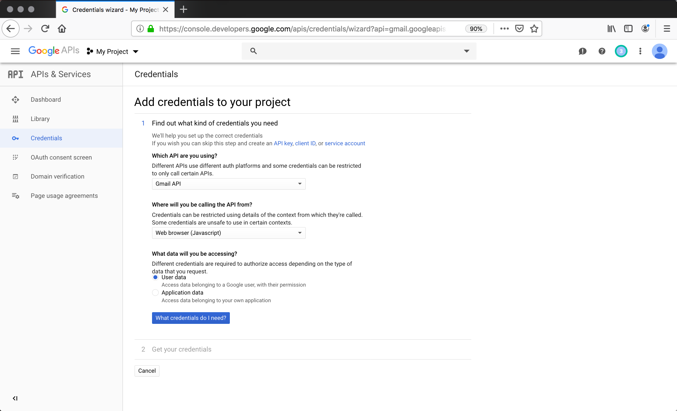 Screenshot showing The API is enabled step in Google API Console