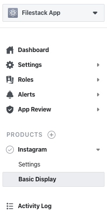 Screenshot showing the path to create Instagram App ID