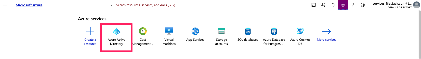 Screenshot showing the AzureActive Directory section